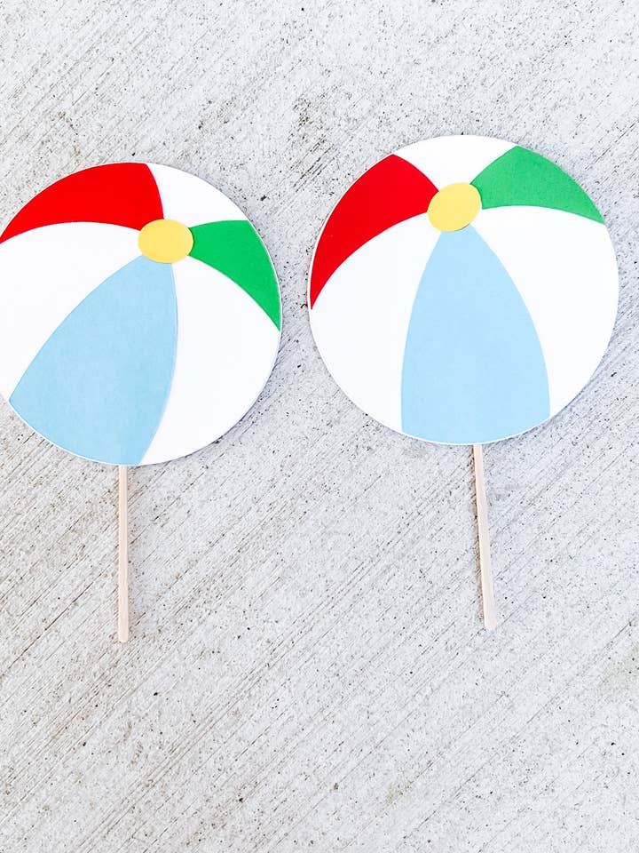 12 beach ball cupcake toppers for wholesale by A Simple Touch by Hillary