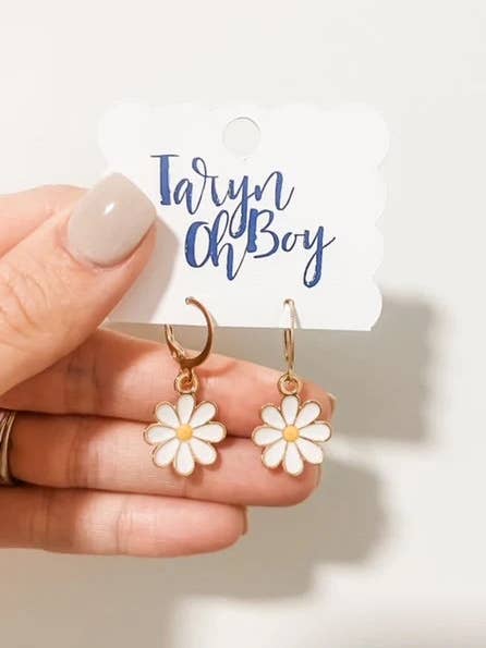 Daisy Enamel Earrings for wholesale by TarynOhBoy