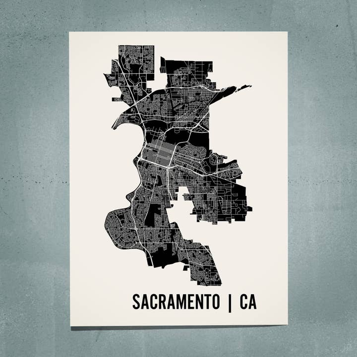 Sacramento Map Art for wholesale by Mr City Printing