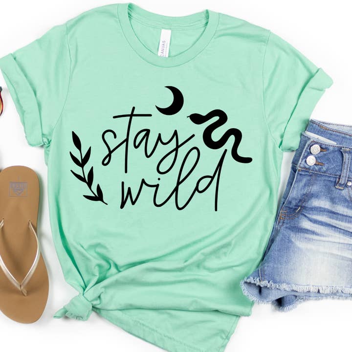 Boho Stay Wild Graphic T-Shirt for wholesale by Londas Trendy Tees
