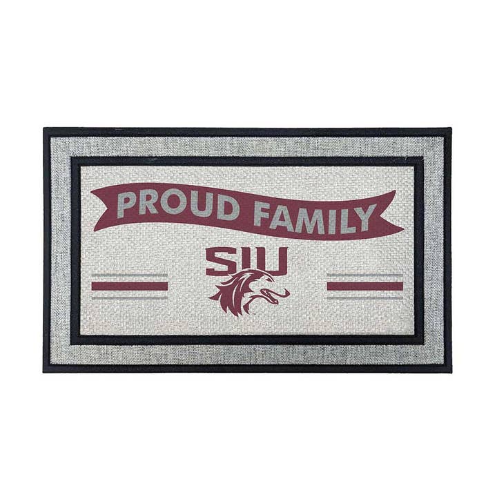 18x30 Gray Southern Illinois Salukis Family Doormat for wholesale by KH Sports Fan