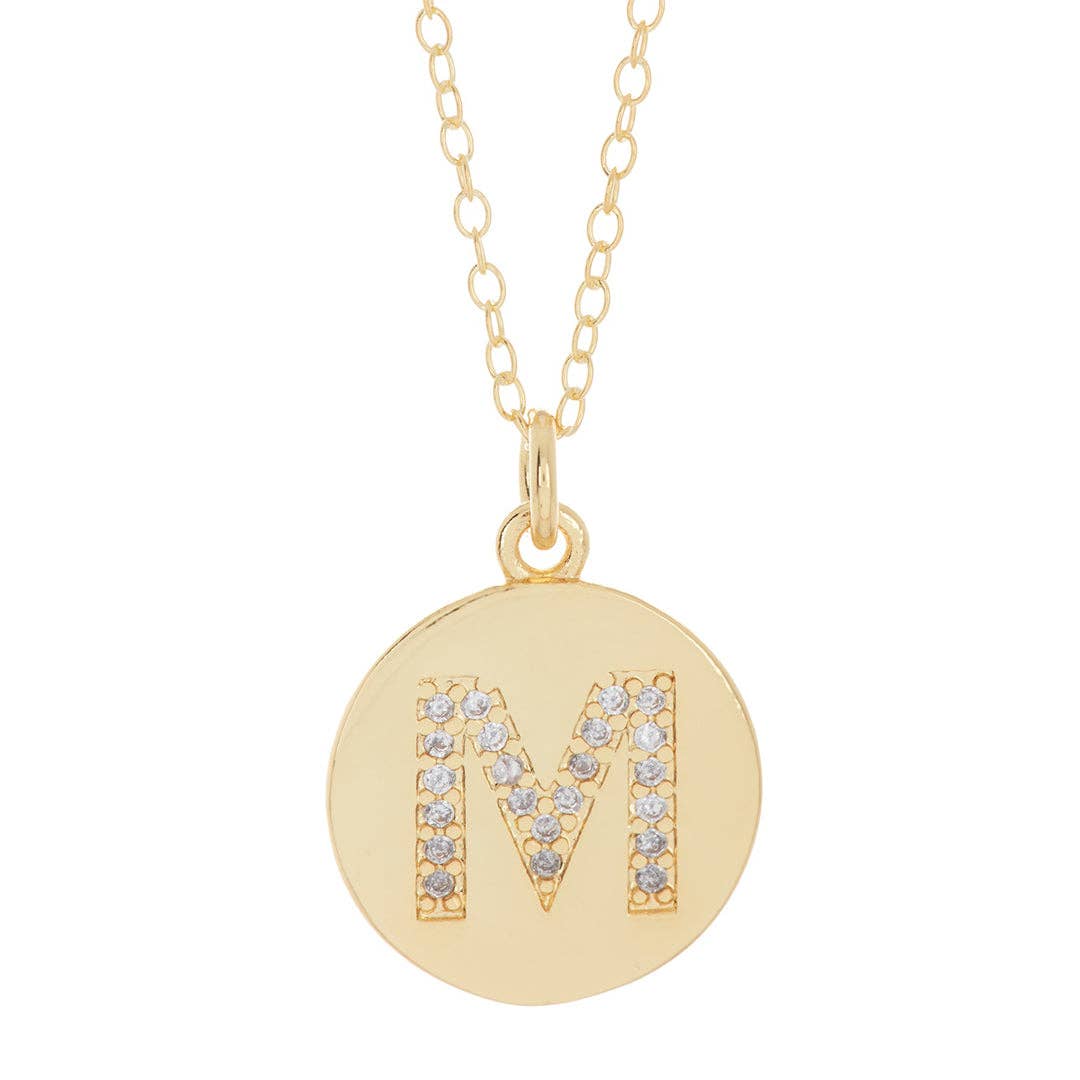 Adornia - Wholesale Halskettinghanger - Initial Pave Disc Ketting zilver goud14