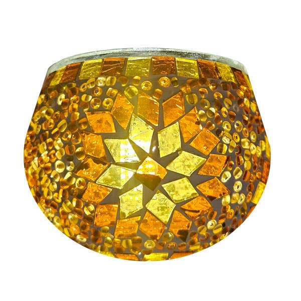 Bougie votive en verre mosaïque design par couleur - Marron pour la vente par Access by Mediterranean Concepts