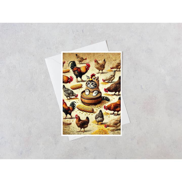 Salty Alyce - Wholesale Everyday Greeting Card - Kitten Among the Chickens Blank Card LL7
