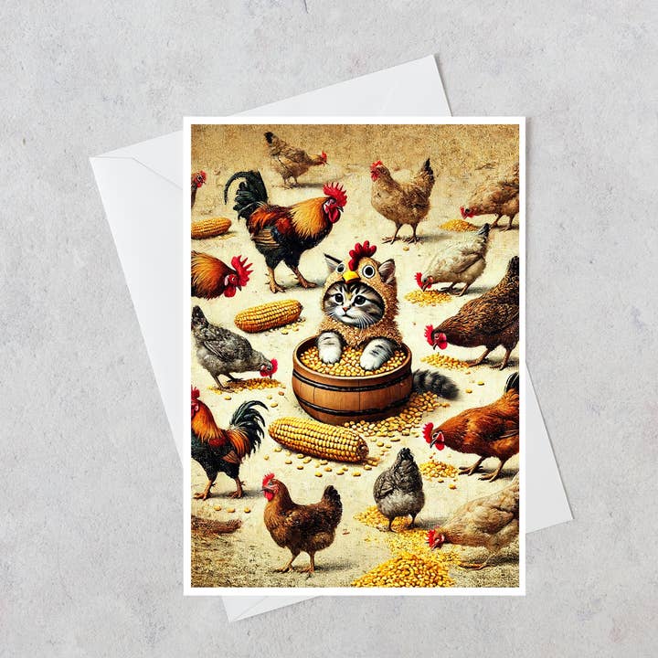 Gatinho Entre as Galinhas Cartão em Branco LL7 por atacado de Salty Alyce