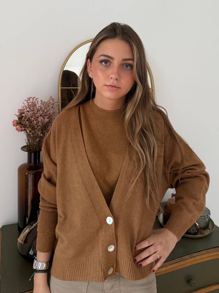 KNIT CARDIGAN WITH BUTTONS for wholesale by SWEET MAGIC MODA Y COMPLEMENTOS