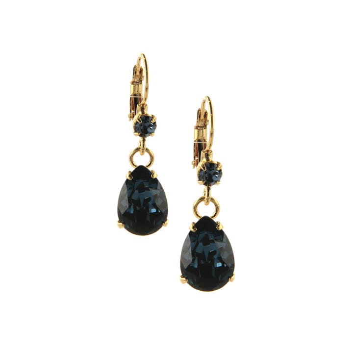 Classic Mini Blue Earrings - Gold, Handmade for wholesale by OTAZU