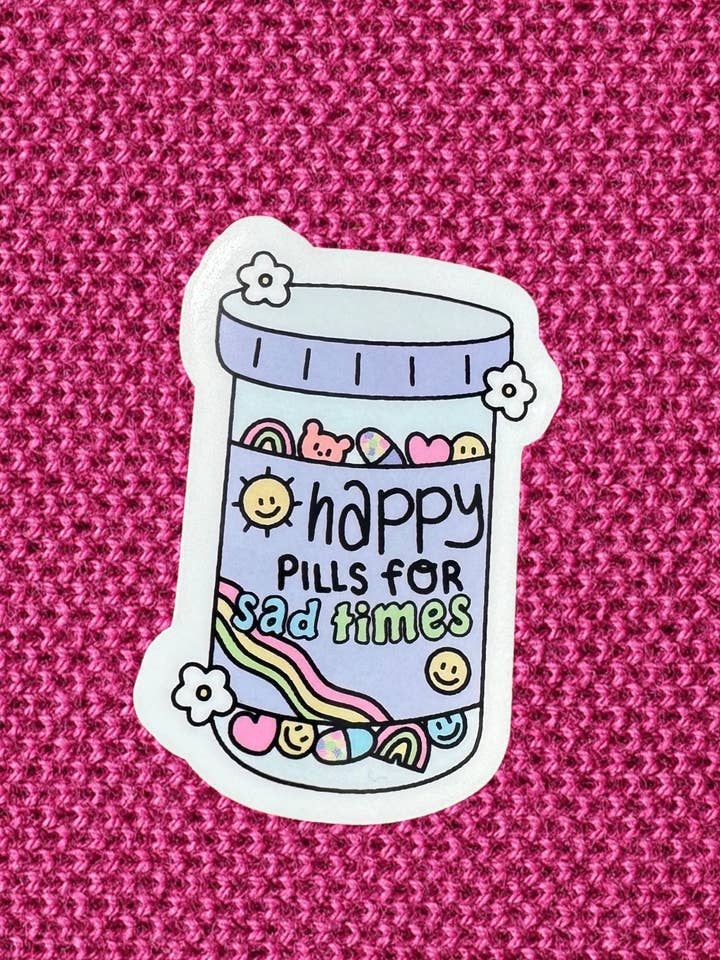 Happy Pills For Sad Times Sticker for wholesale by Antisocial llc