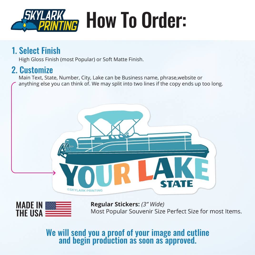Skylark Printing - Wholesale Sticker - Pontoon Boat Custom Sticker with Your Lake or text.1