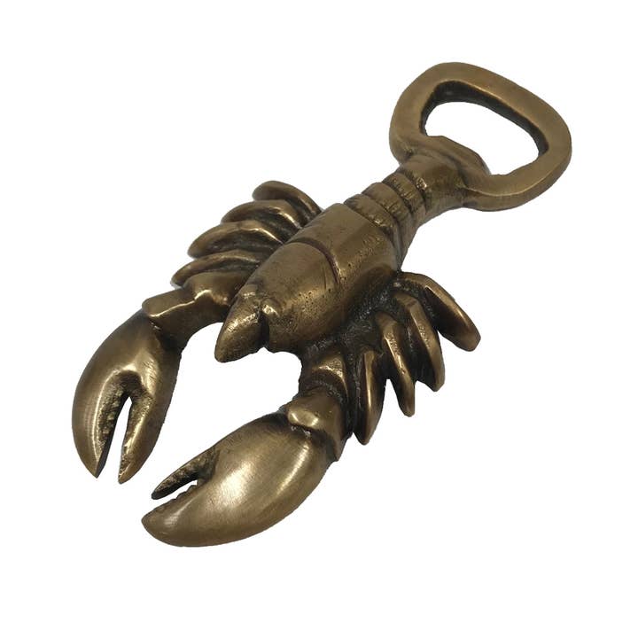Madison Bay Co. - Historical Home Decor Reproductions – wholesale Bottle/wine opener – 4" Antiqued Brass Lobster Bottle Opener