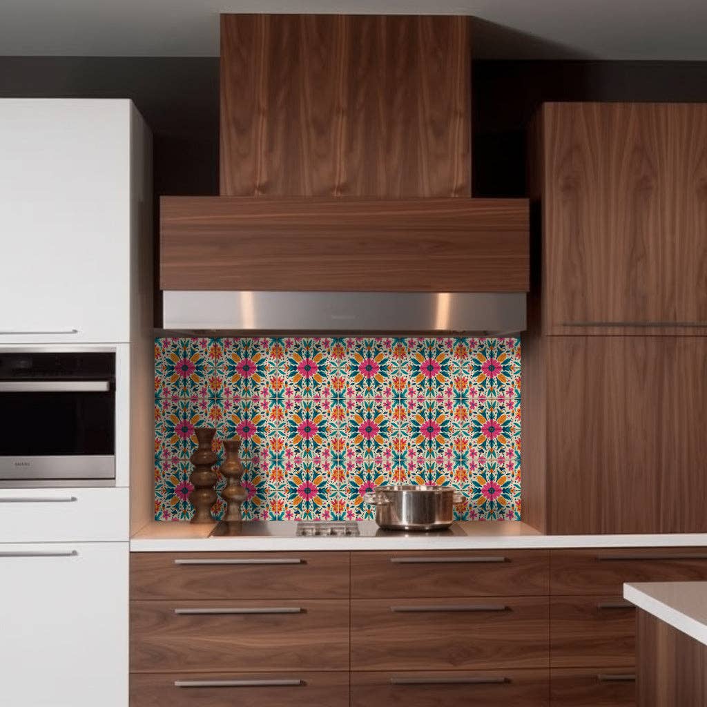 Mi Alma LLC - Wholesale Wall Tile - Floral Vintage Colorful Retro Design Multicolor beautiful backsplash Model - L819