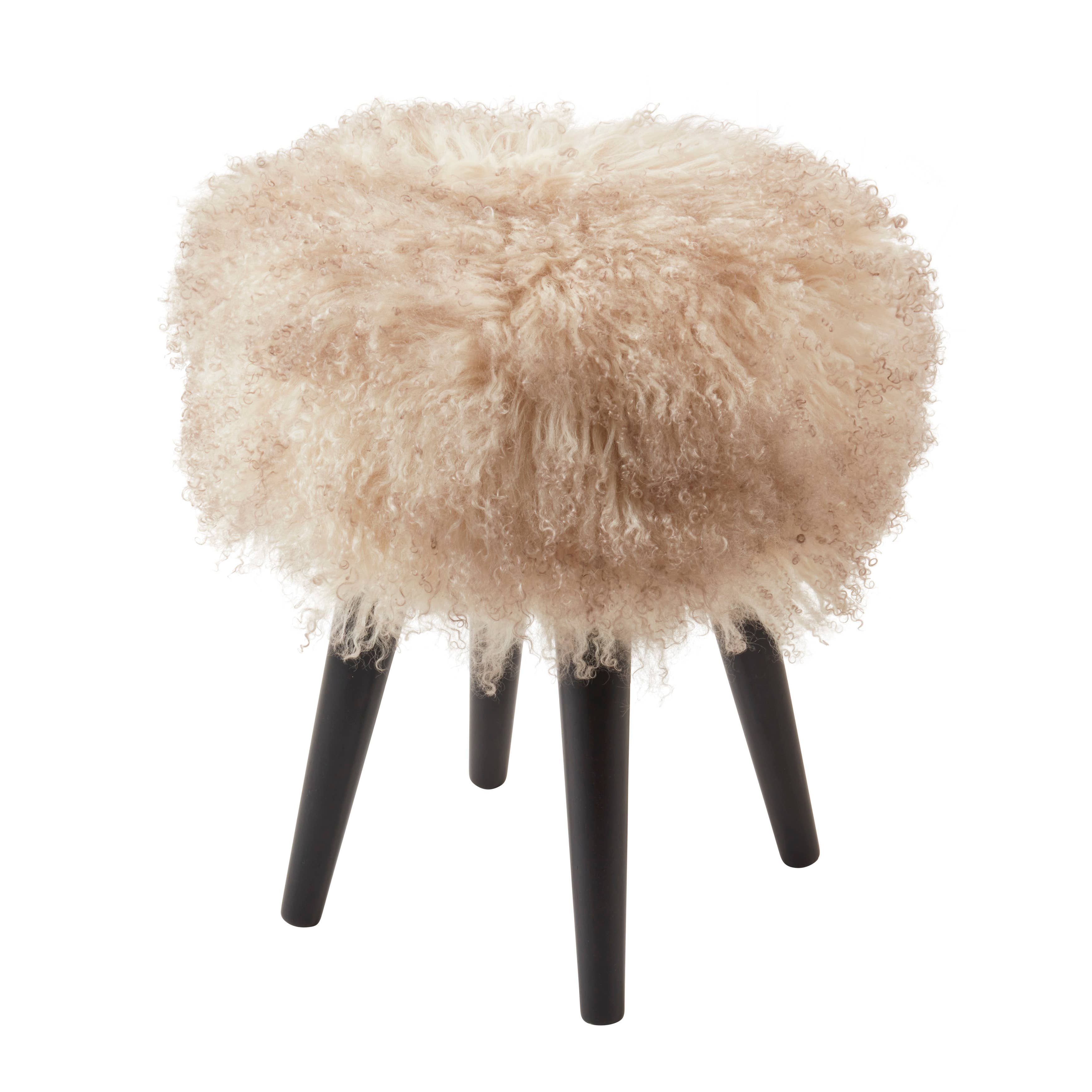 Saro Lifestyle - Wholesale Stool - Mongolian Lamb Fur Stool1