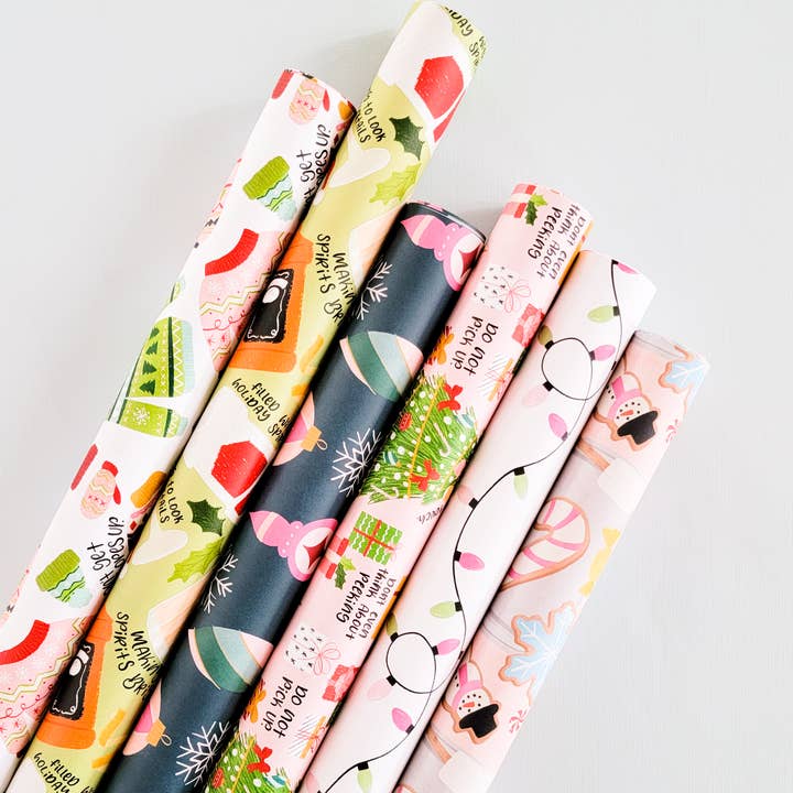 Paper Bunny Press – wholesale Flat wrap – Christmas Gingerbread Cookie Wrapping Paper Sheets