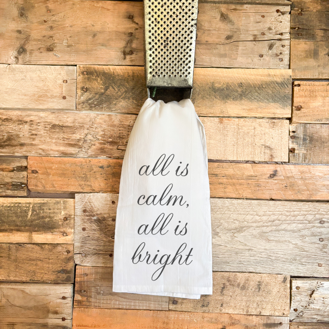 Sage & Soil - Wholesale Tea Towel - All is Calm All is Bright Tea Towel2