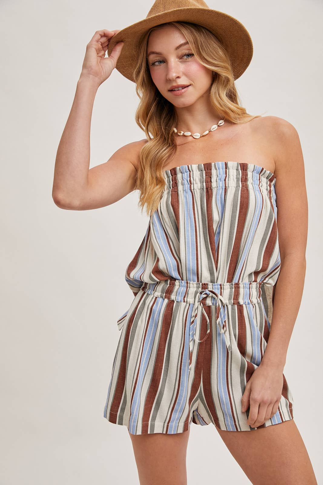 Bluivy - Vente Ensemble de vêtements d'intérieur – femme - ENSEMBLE HAUT SMOCKÉ SANS MANCHES À RAYURES CORFOU & SHORTS11