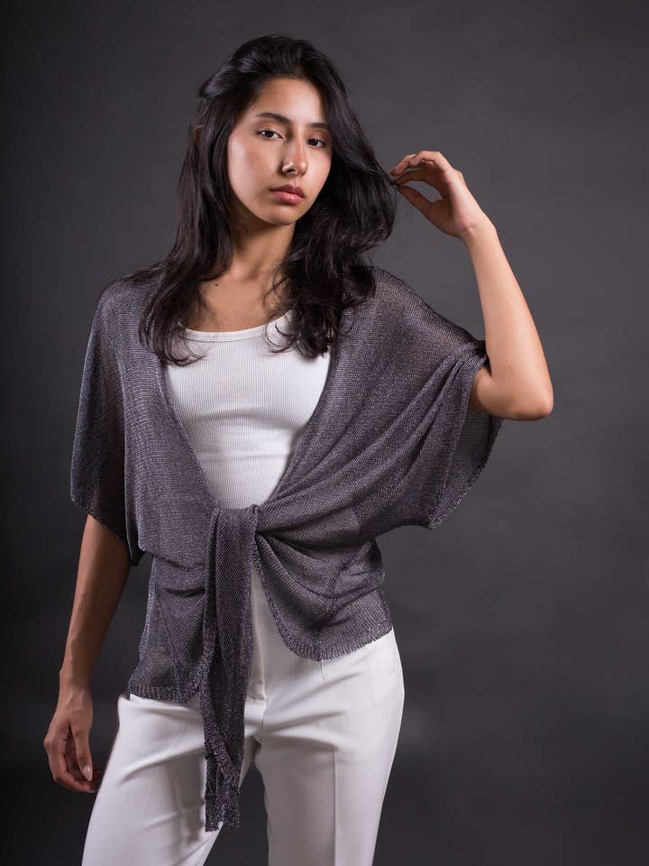 Strikjakke i metallic for engroshandel hos MR Complements