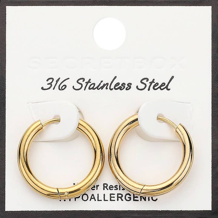 Sensibling Corp. – wholesale Hoop earrings – SECRET BOX_Stainless Steel Huggie Hoop Earrings
1