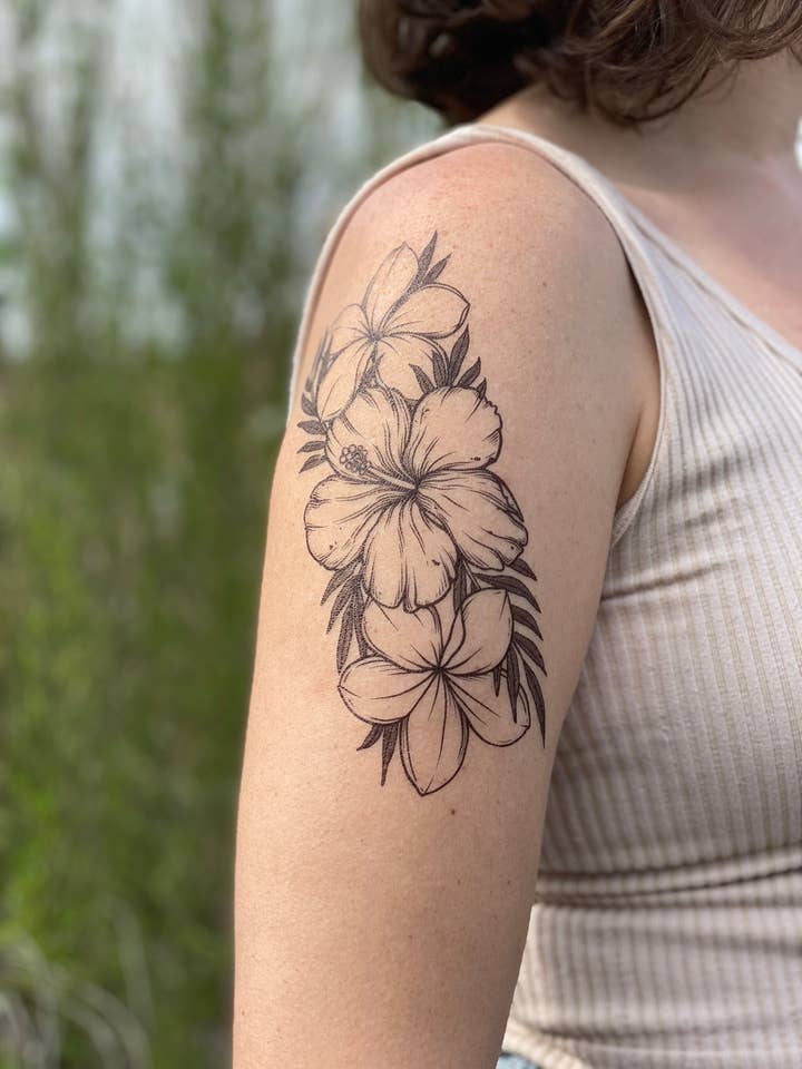 Tropical Floral Temporary Tattoo for wholesale by NatureTats