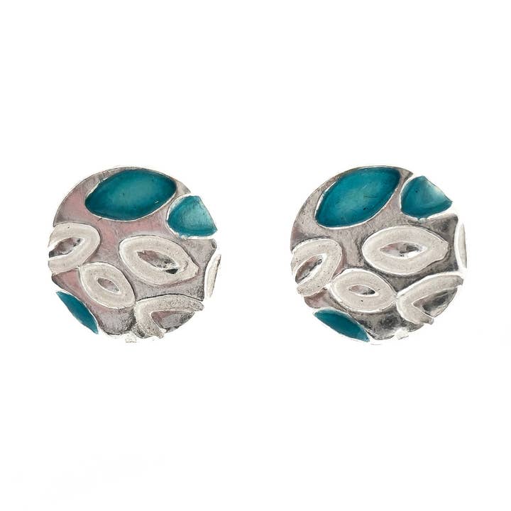 Pendientes Falling Leaves de plata y esmalte - turquesa para venta al por mayor de Mijoux Creations