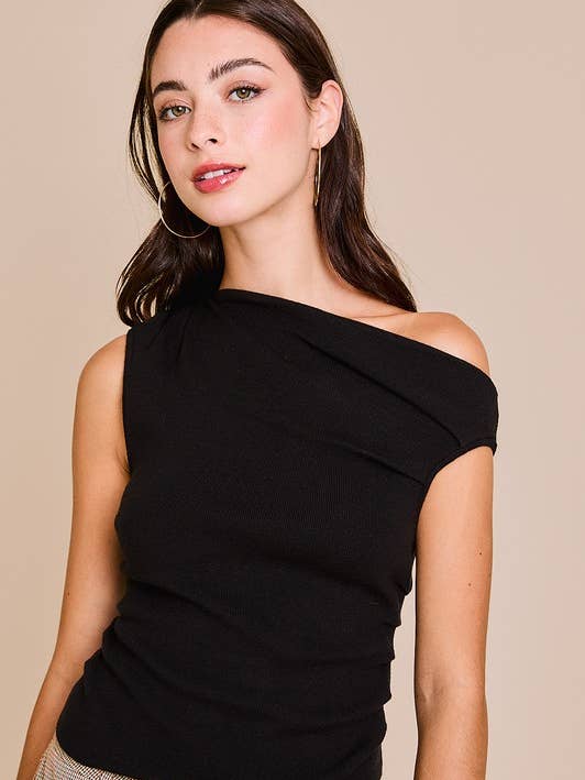 LE LIS - Wholesale Knit Top - Women's - ASYMMETRICAL NECK SWEATER TOP68