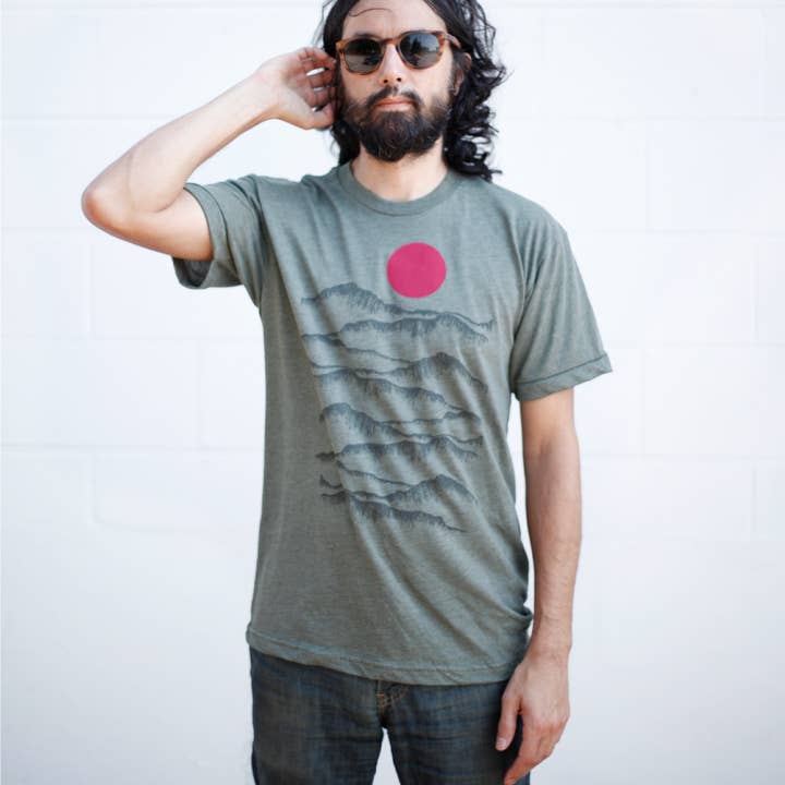 Blackbird Supply Co. - Wholesale Screen Printed T-Shirt - Men's - Badlands National Park Men's Mountains Tee Shirt Sage Green