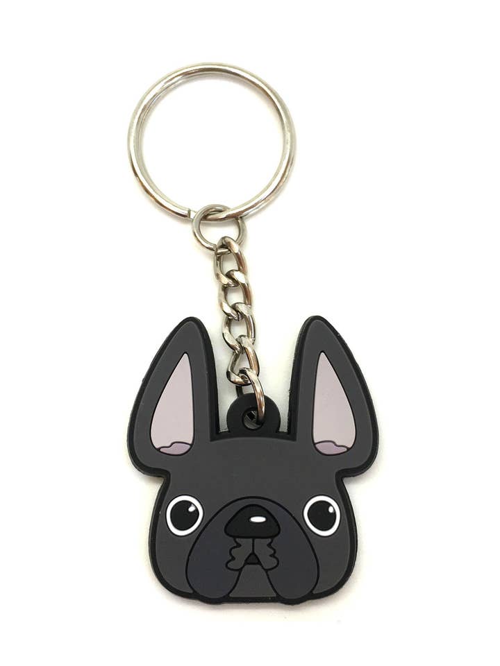 Frenchie Face Mini Nøglering/Grå for engroshandel hos French Bulldog Love