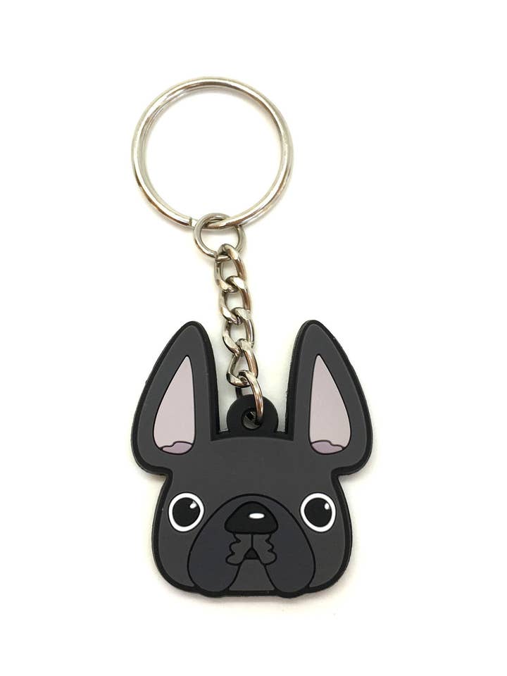 Frenchie Face Mini Keychain / Grey for wholesale by French Bulldog Love
