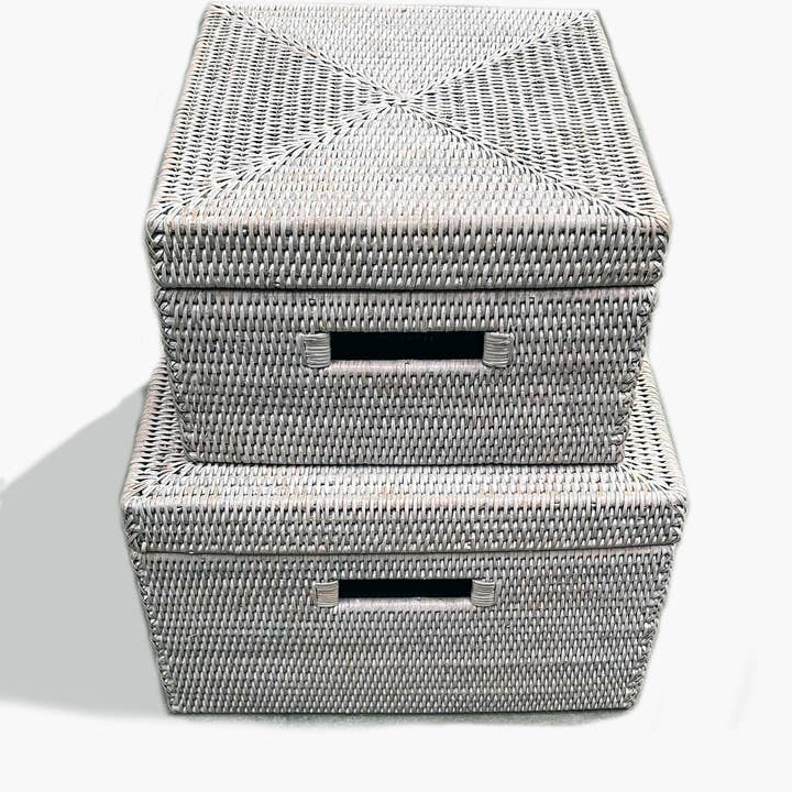 Square Storage Baskets with Cut Out Handle (Set of 2) -WW for wholesale by Matahari