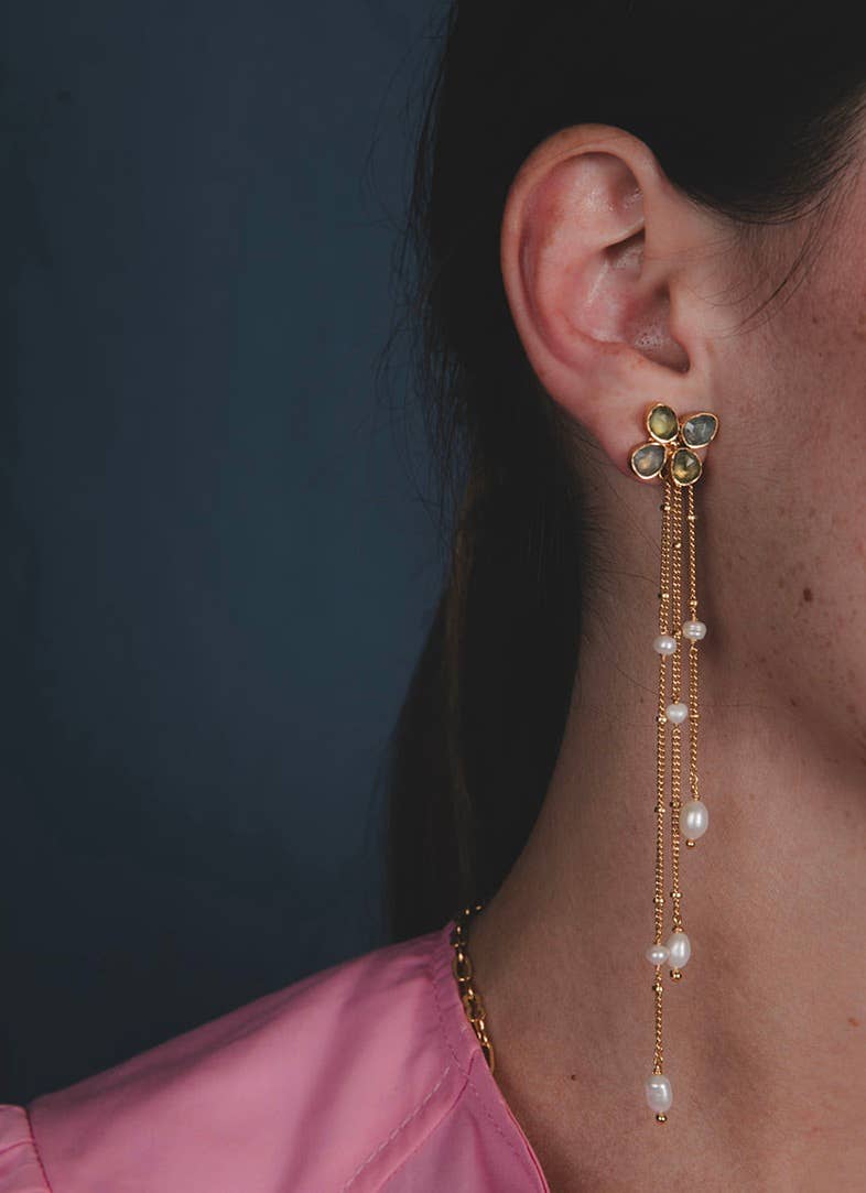 Ikkelele - Wholesale Dangle Earrings - Frangipani Aquamarine Earrings1