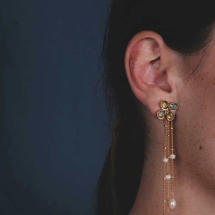 Ikkelele - Wholesale Dangle Earrings - Frangipani Aquamarine Earrings1