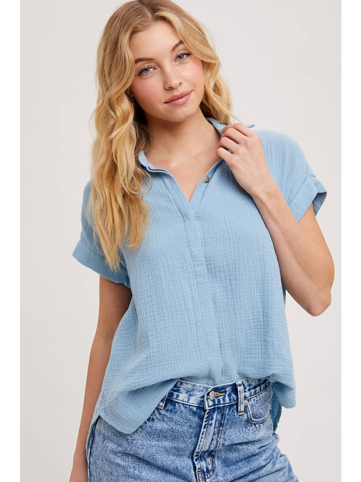 Bluivy – Camisa com botões no colarinho – Mulher por atacado – CAMISA ESSENCIAL BOTÃO UP ALGODÃO71