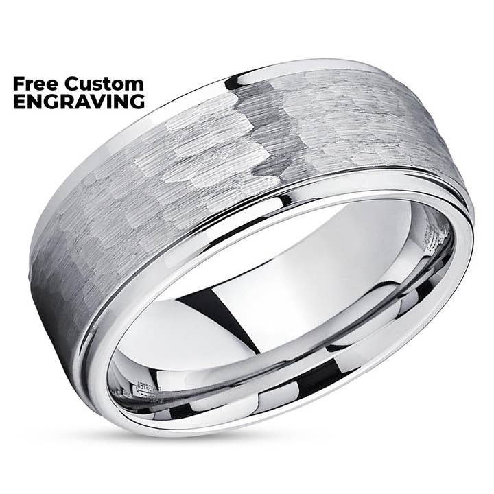 Argent Alliance en cobalt - Alliance pour homme - Bague de mariage en cobalt - Pinceau en vente sur Faire