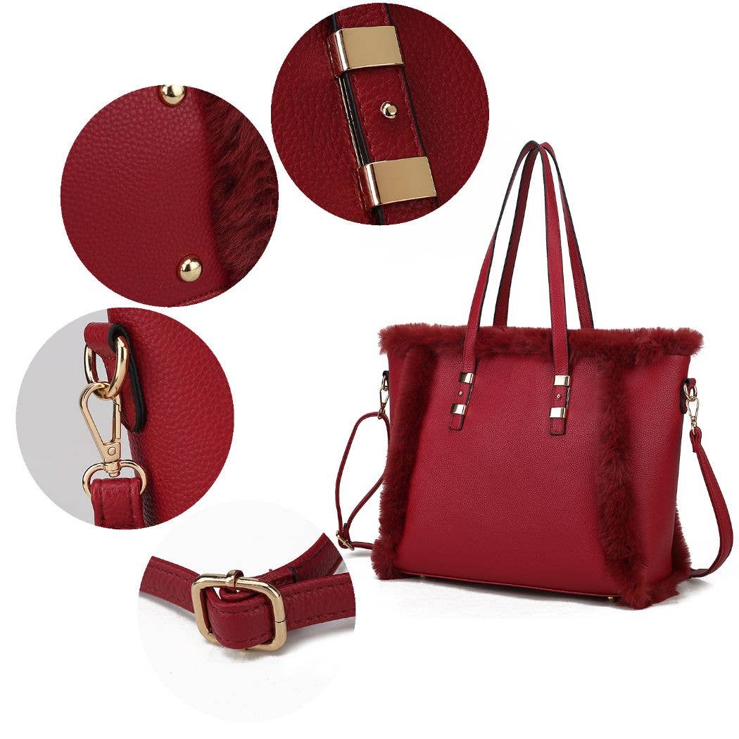 MKF Collection – wholesale Tote bag – Women's – Liza Vegan Leather with faux fur Women Tote Bag by Mia K9