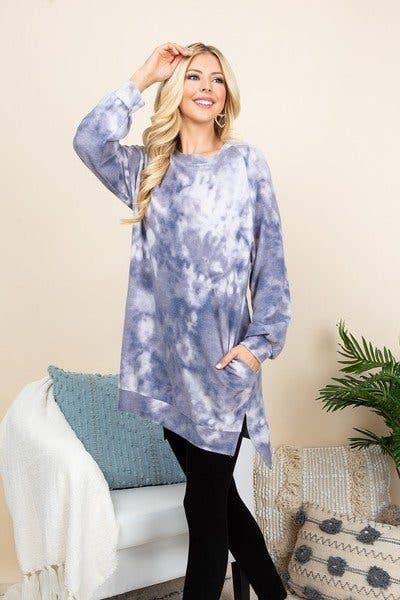 CC Wholesale Clothing – wholesale Sweatshirt - Dam – Ultra Cozy Tie Dye French Terry Brush Oversize Casual Pullov1