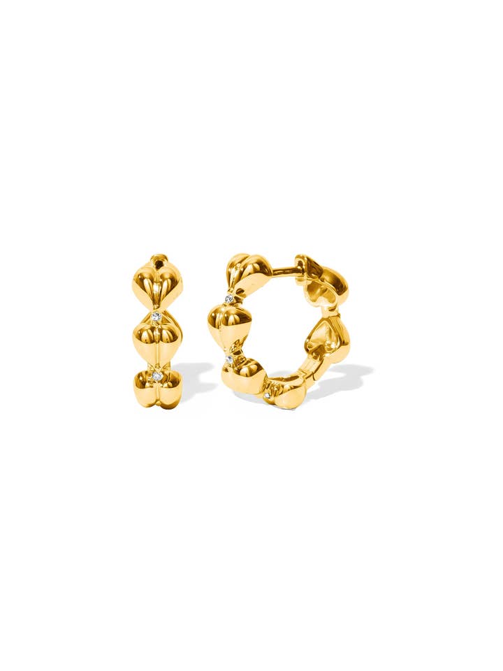 Hearts of Gold Diamond Huggie Hoop for wholesale by ZAXIE by Stefanie Taylor