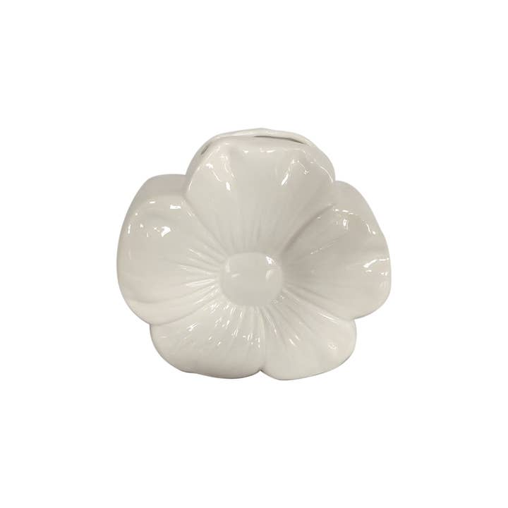 White flowered vase large L21.5 W8.5 H19cm for wholesale by Opjet Paris