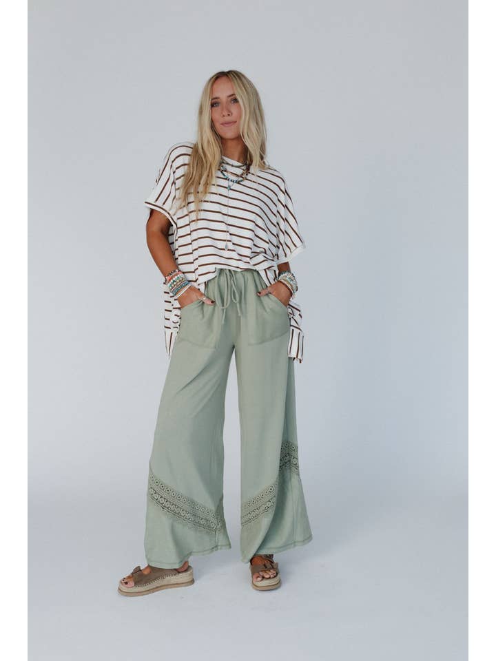 Three Bird Nest - Wholesale Pants - Women's - Lyrical Wide Leg Pants - Green