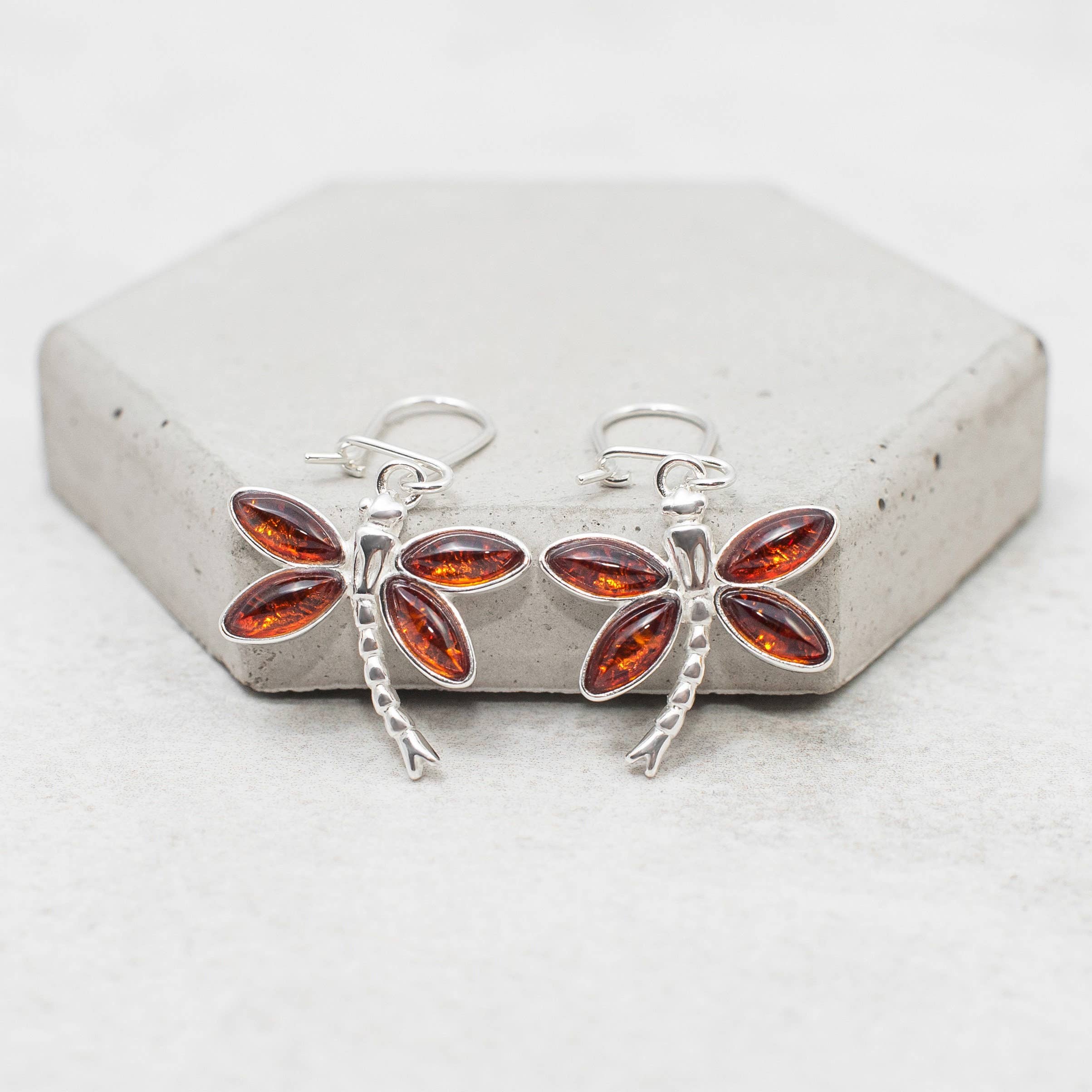 Marcin Waryszak - Wholesale Dangle Earrings - Baltic Amber Dragonfly Earrings Silver Dragonfly Earrings4