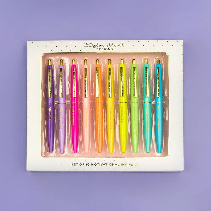 Taylor Elliott Designs - Wholesale Pen - Pen Set - Motivational - Asst Colors - 10 Piece Set