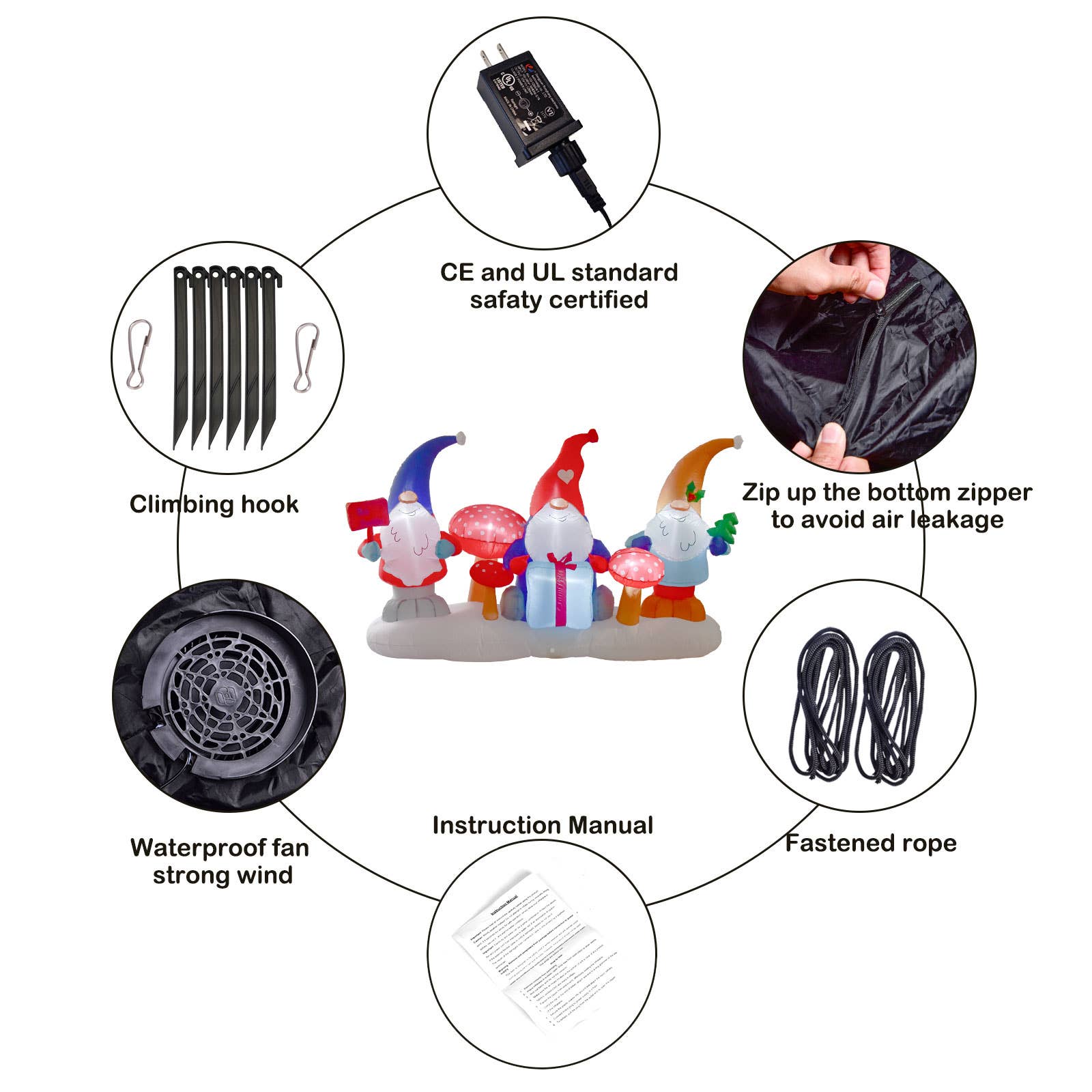 Fun Little Toys - Wholesale Inflatables - 7FT Christmas Inflatable Decoration Three Cute Gnomes2