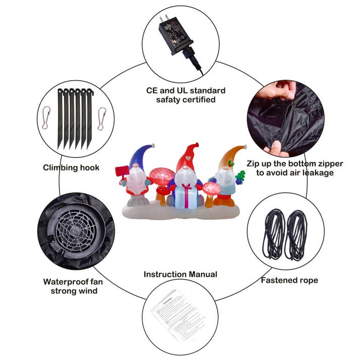 Fun Little Toys - Wholesale Inflatables - 7FT Christmas Inflatable Decoration Three Cute Gnomes2