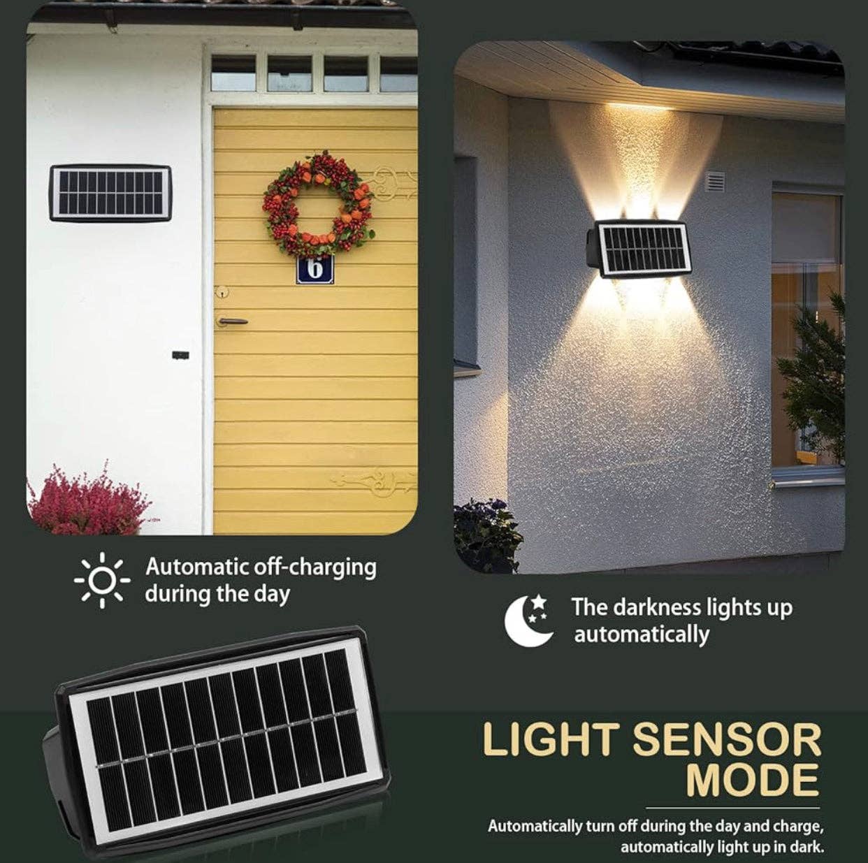 OutdoorSolarOutlet - Wholesale Outdoor/Lawn Light - 2 Pack Solar Wall Lights Outdoor Waterproof Led Up and Down Wall Lights,Solar Outdoor Lights Wall Sconce Exterior Lighting5