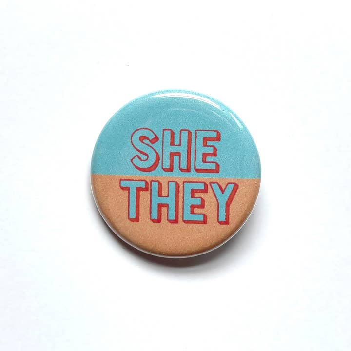 TheThirdArrow - Wholesale Lapel Pin/Button - 1.25” Blue & Orange Pronoun Buttons3