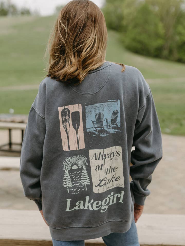 Lakegirl Sweat en Molleton Filé à Col Rond en Indigo pour la vente par Lakegirl