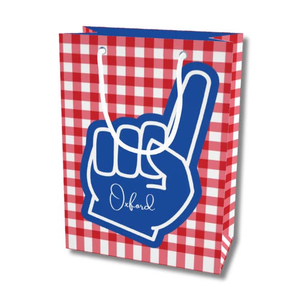 Blue & Red Foam Finger Oxford Gift Bag for wholesale by Hey Y'all Party