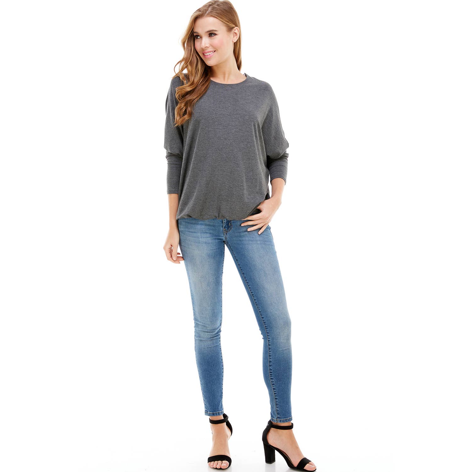 Azules Clothing - Wholesale Tunic - Women's - ATP-2309RS-DOLMAN Sleeve Elastic Bottom Hem Tunic33