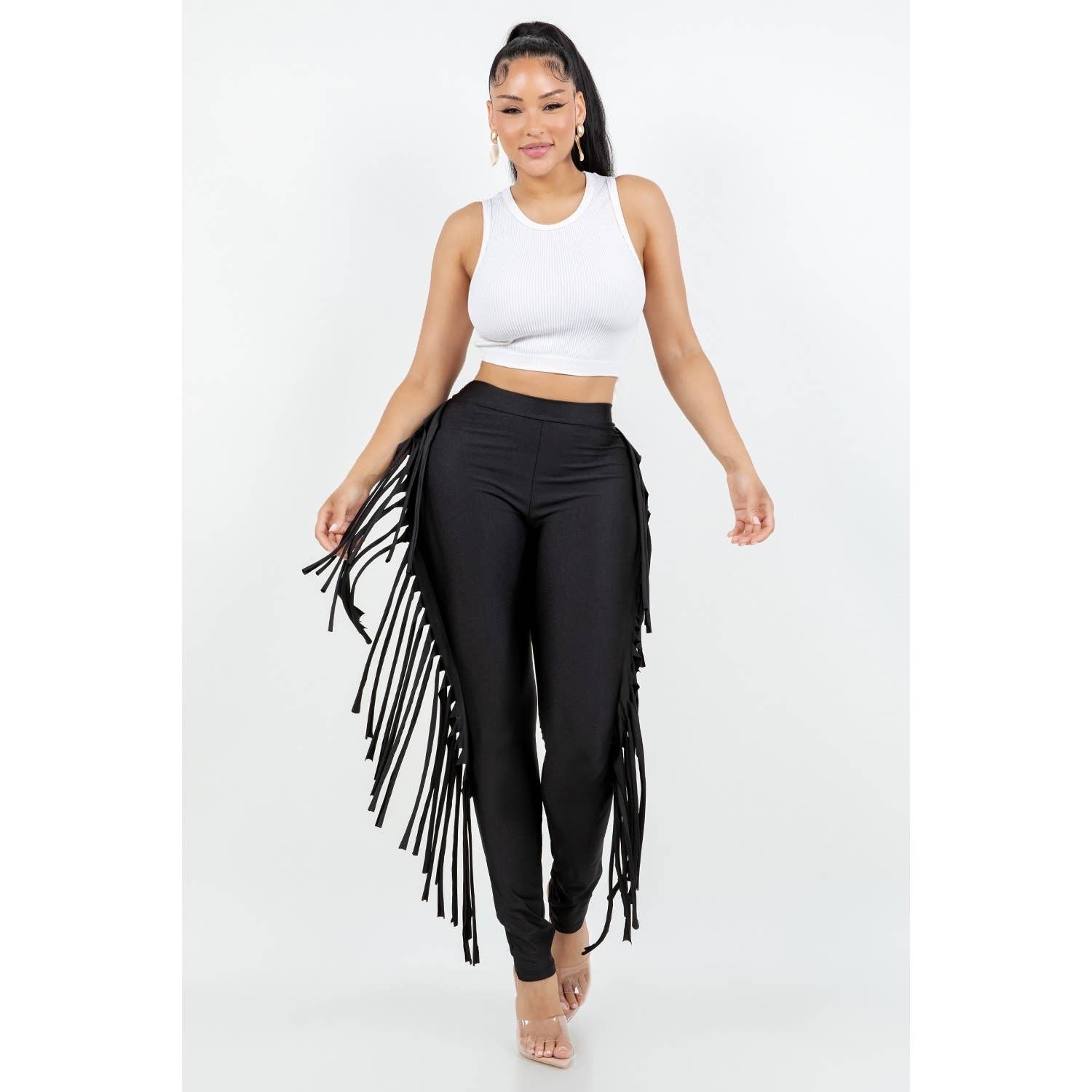 omgstyles - Wholesale Pants - Women's - Ice Scuba Pants With Side Fringe5