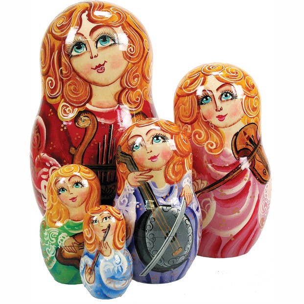 Music Angel 5-Piece Handpainted Nested Doll G.DeBrekht for wholesale by Designocracy