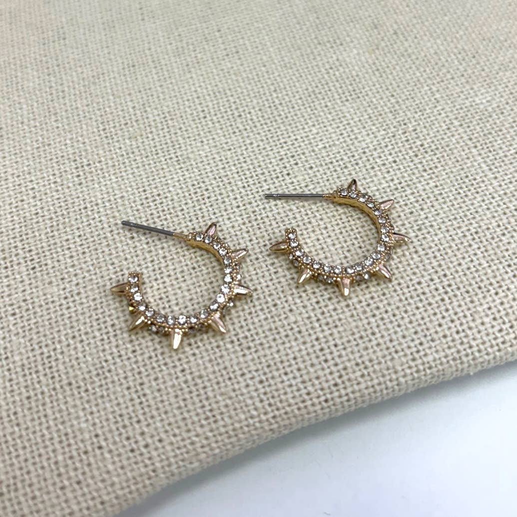 StarryNYC - Wholesale Hoop Earrings - Trendy Sunburst Stone Paved C Hoop Boho Earrings2