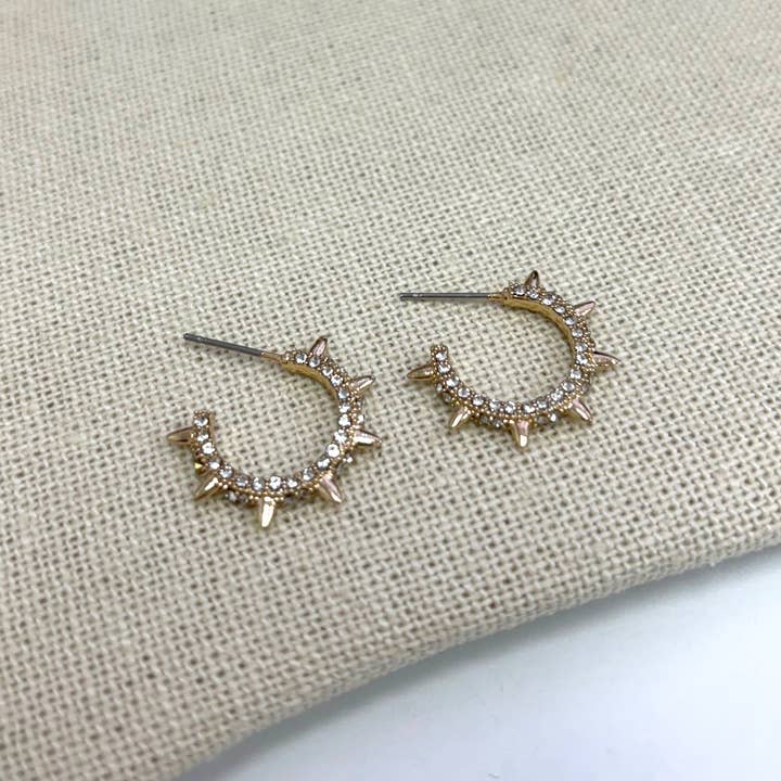StarryNYC - Wholesale Hoop Earrings - Trendy Sunburst Stone Paved C Hoop Boho Earrings2
